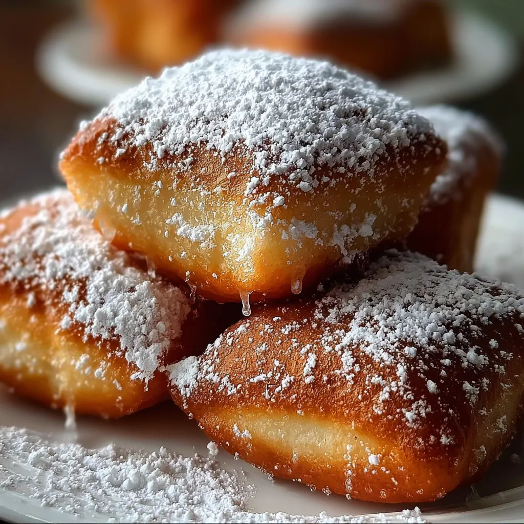 Classic New Orleans Style Vanilla French Beignets with Powdered Sugar - tertiary view
